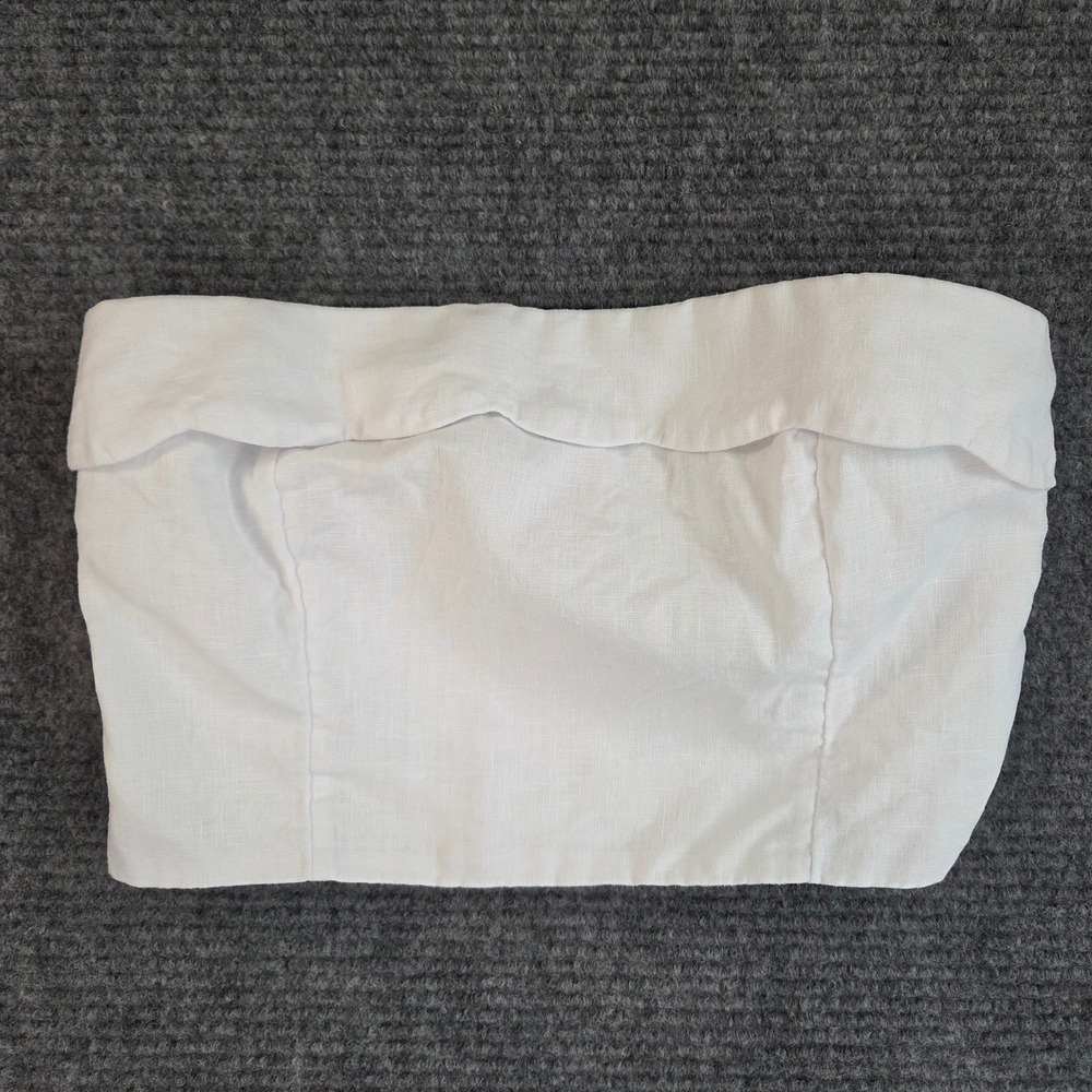 Abercrombie & Fitch The Linen Collection White Strapless Smocked Tube Top M